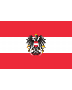 Fahne: Dienstfahne der Republik Österreich; Variante mit künstlerisch ausgestaltetem Adler