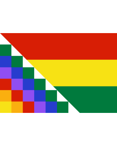 Fahne: Proposed flag of Bolivia | Possible proposal of Evo Morales for a new flag of Bolivia | Diseño de posible bandera propuesta por Evo Morales para Bolivia