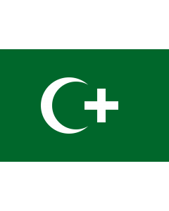 Fahne: Revolution flag of Egypt 1919 | The revolution flag of Egypt from 1919. It bears a crescent and cross to demonstrate that both Muslims and Christians supported the Egyptian nationalist movement against British occupation