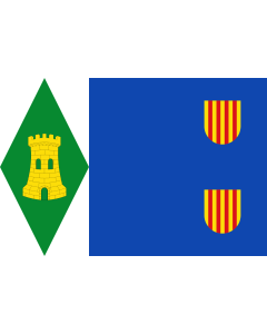 Fahne: Torrijo del Campo | Torrijo del Campo Paño azul de proporciones 2 3, con dos escudetes del Señal Real de Aragón