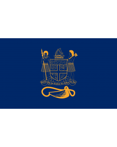 Fahne: Presidential Standard of Fiji | Standard of the President of Fiji bearing the full Coat of Arms of Fiji and a traditional Knot and Whale s tooth in Golden-Yellow