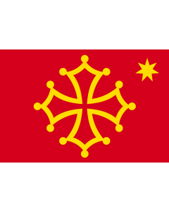 Fahne: Occitania  with star | Occitania | L Occitanie avec étoile | Banniel Okitania | Bandièra occitana amb l estela | Прапор історико-культурного регіону Окситанія  Франція