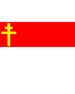 Fahne: Geplante und am 25. Juni 1912 parlamentarisch beschlossene  allerdings nicht offiziell eingeführte  Fahne des Reichslandes Elsass-Lothringen; Fahne der kurzzeitig selbstständigen Republik Elsass-Lothringen im November 1918