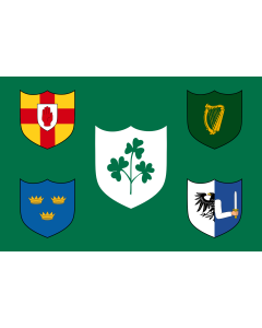 Fahne: IRFU | IRFU flag first made public in 1925, comprised of the traditional four provinces of Ireland shields and other older elements