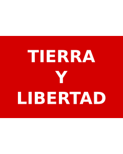 Fahne: Partido Liberal Mexicano | Roja con el lema  Tierra y Libertad  en letras blancas usada por los guerrilleros del Partido Liberal Mexicano durante la Revolución Mexicana